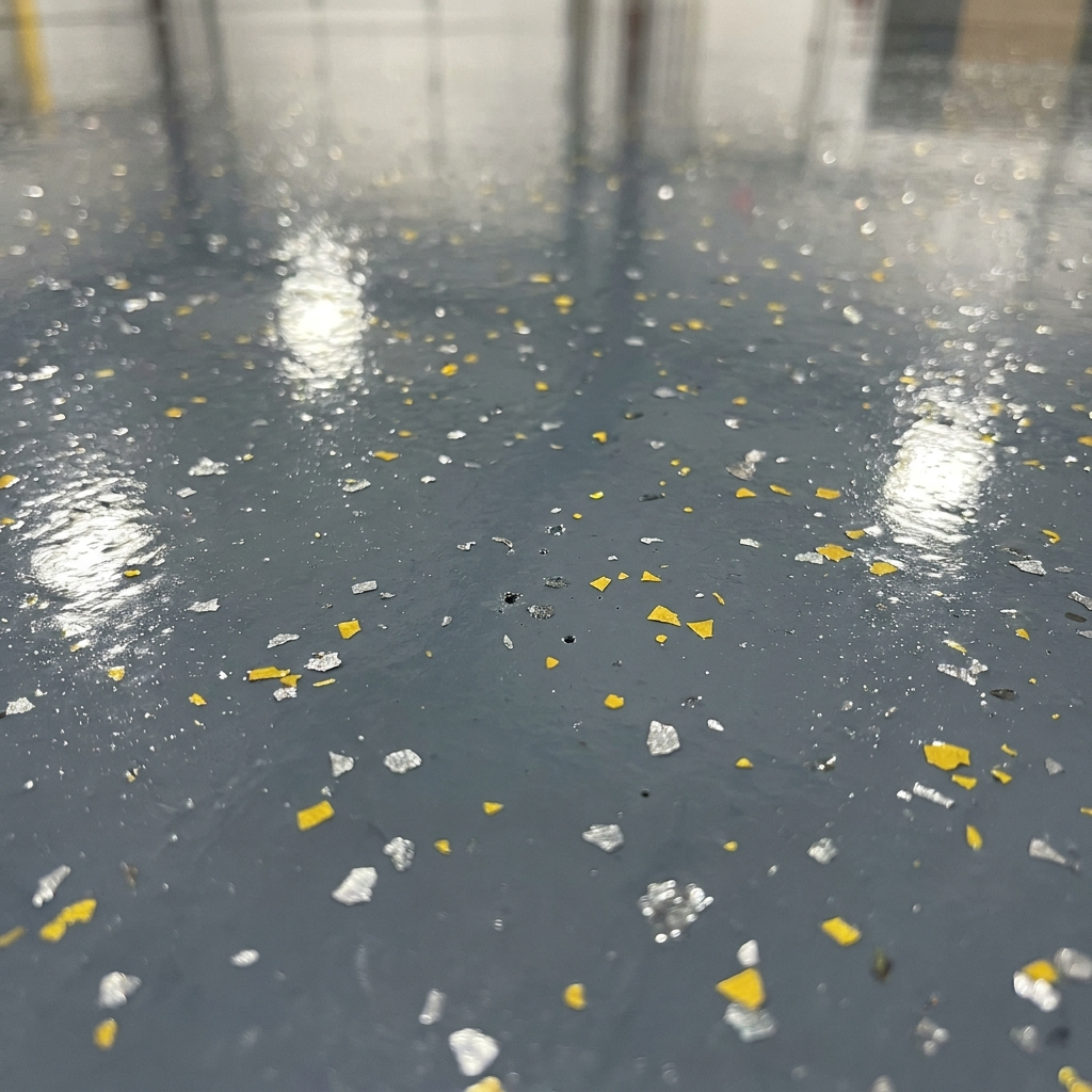 Metallic flake epoxy detail